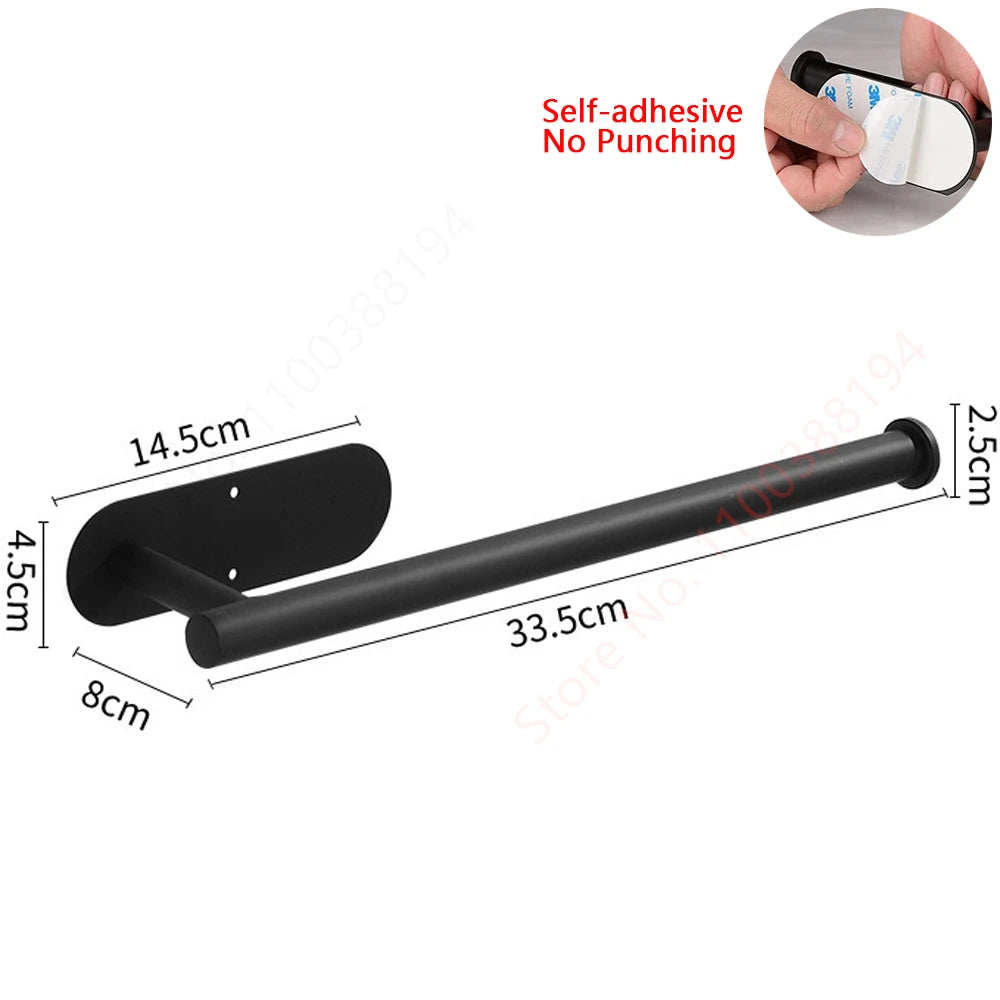 Hanging Paper Roll Towel Holder Bathroom Toilet Storage Stand Kitchen Organizer Napkin Rack Stainless Steel Adhesive Wall Mount