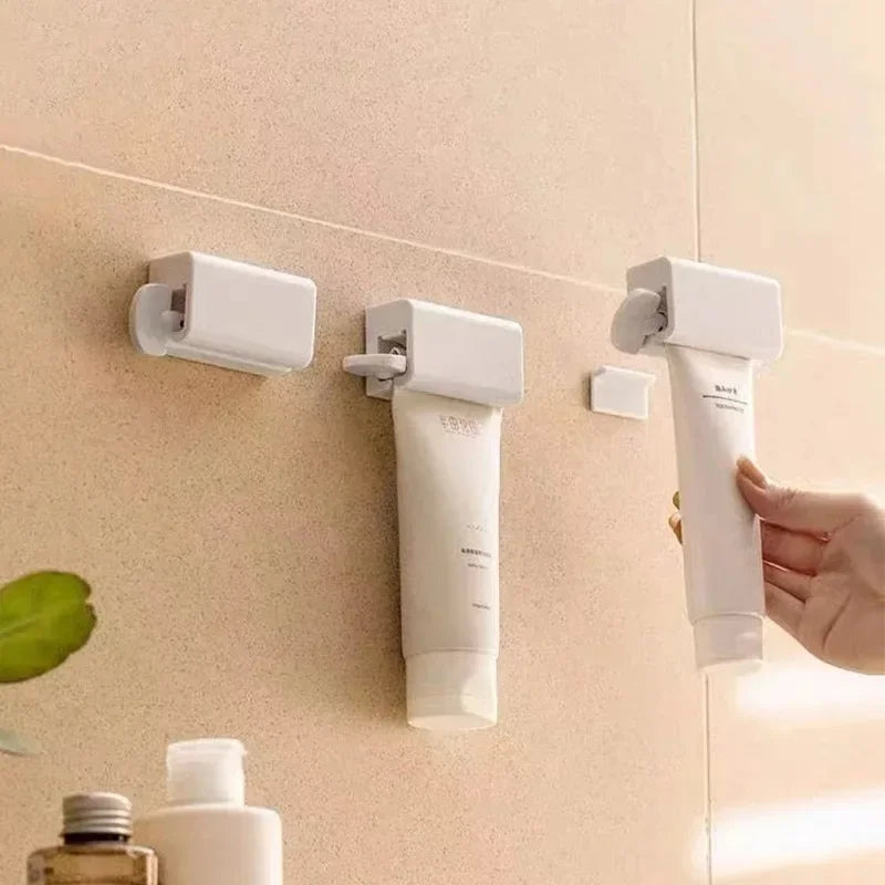 No Drill Wall Mounted Toothpaste Holder with Magnetic Sticker Bathroom Facial Cleanser Storage Rack  Toothpaste Squeezer