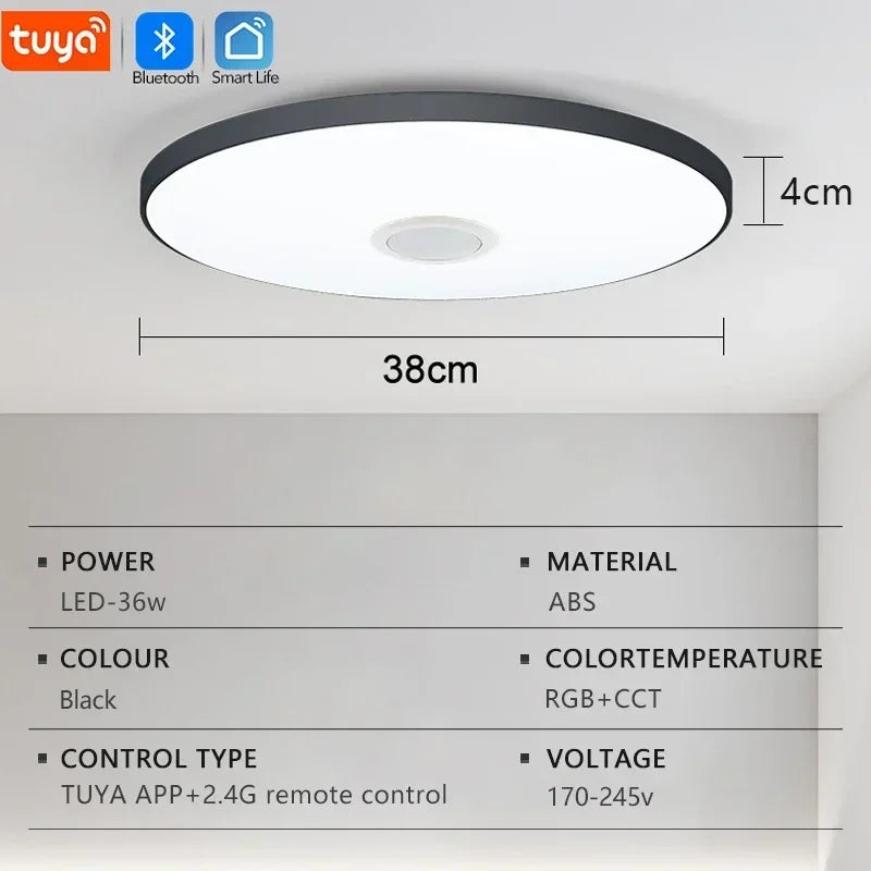 Tuya Smart Audio Ceiling Light APP Remote Control RGB Ambient Lamp Living Room Bedroom Home Decor LED Music Ceiling Lights