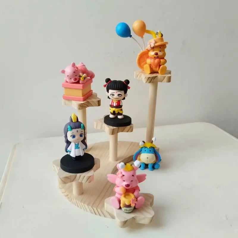 Home Storage Wood Handmade Storage Holders Desktop Doll Handmade Character Blind Box Ladder Storage Display Stand Organizer