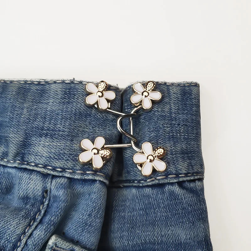 2/1Pairs Flowers Buckle Pant Waist Tightener Detachable Waist Buttons Pins Belts Accessories Pants Clips No Sewing Waistband