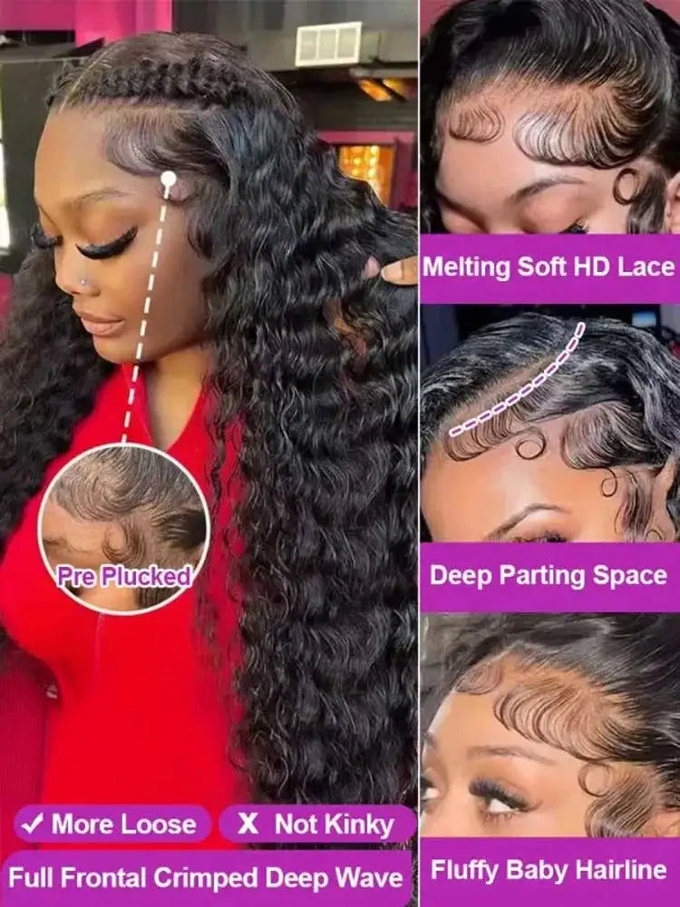 250% Density Curly Lace Front Wig, Pre-Plucked