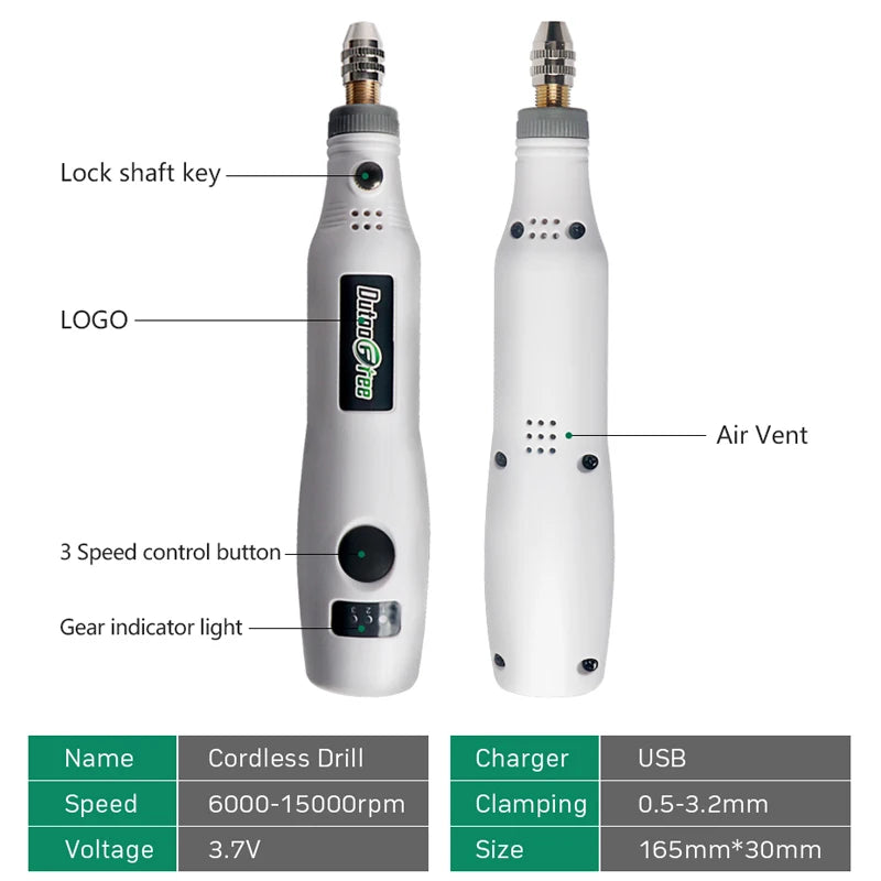3 Speed USB Cordless Rotary Tool Dremel DIY Mini