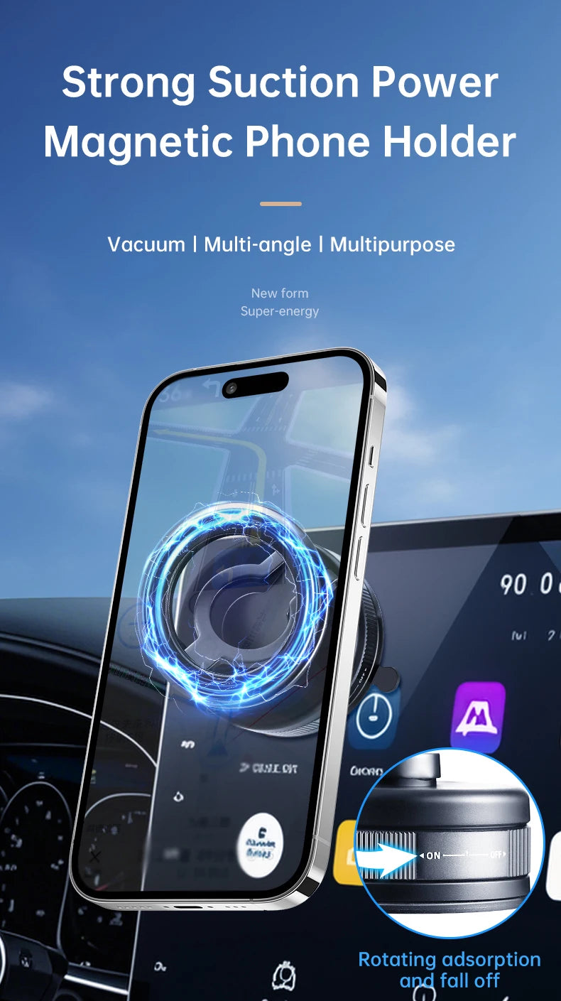 Zinc Alloy Vacuum Phone Holder 360 Suction Car Mount Dashboard Holder Universal Phone Holder for Car Gym Kitchen Car Accessories