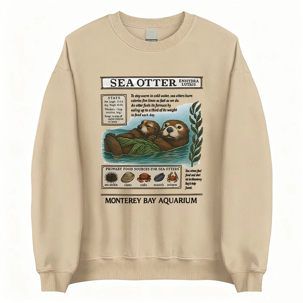 Sea Otter Monterey Bay Aquarium Sweatshirt Long Sleeve Female Winter Pullovers Crewneck Women Men Casual Clothing Streetwear