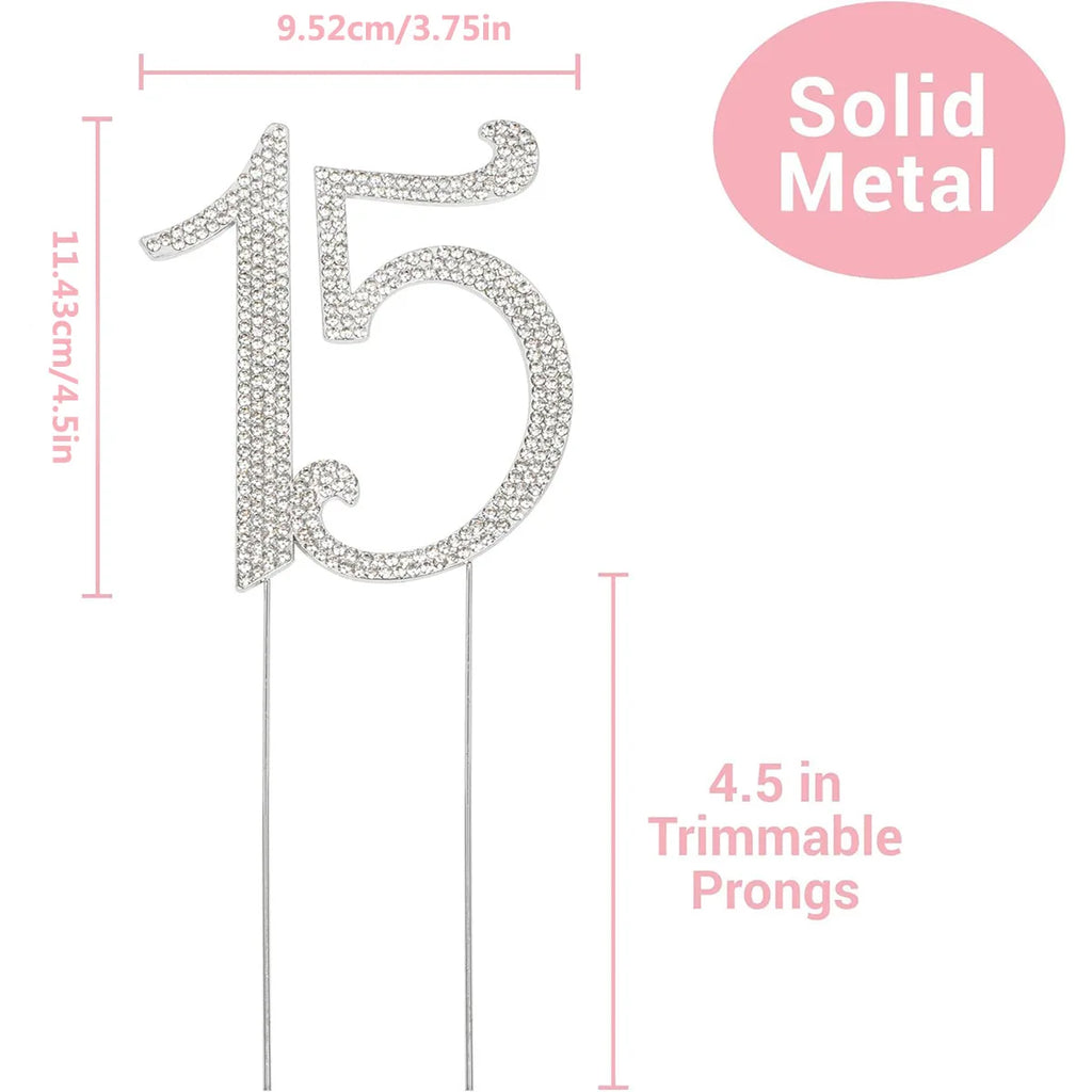 25 Cake Topper Sparkly Crystal Rhinestones Cake Topper Cake Decoration for 25th Birthday Party or or 25th Wedding Anniversary