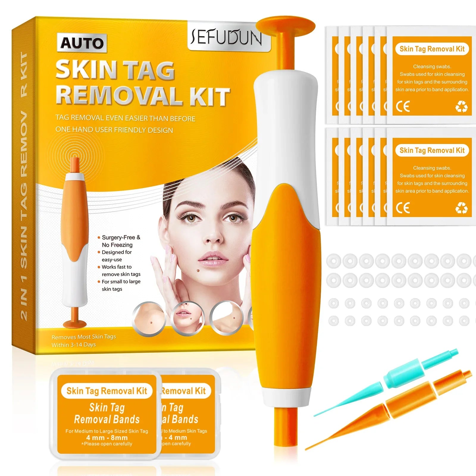 Auto Skin Tag Mole Wart Removal Face Skin Care Body Kit Painless Cleaning Tool Wart Dot Treatment for 2-8mm Beauty Health 2 In1