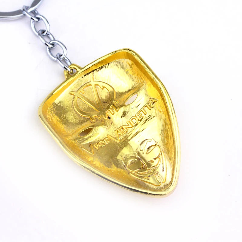 Moive Jewelry V for Vendetta Anonymous Mask Hip Hop Pendant Hacker Mask Alloy Necklace Fashion Llavero 4 Colors