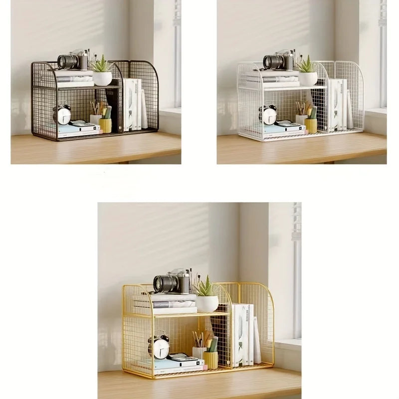 Desktop Bookshelf Tiered Desk Organizer - Durable Bookshelf For Office, Student Desk Shelves Racks Storage Holders Organizer
