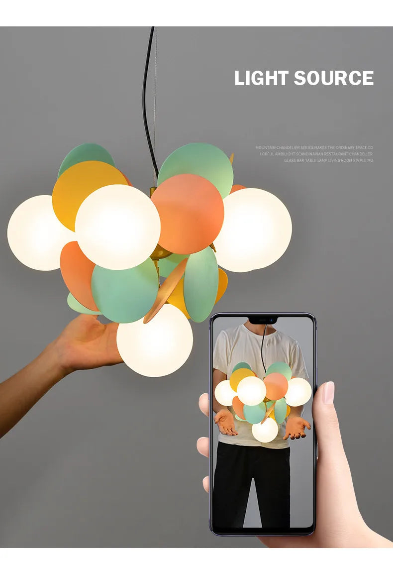 Modern Chandelier Grape Design Glass Pendant Light Indoor LED Nordic Light For Living Room Dining Hall Hotel Kitchen Island Lamp