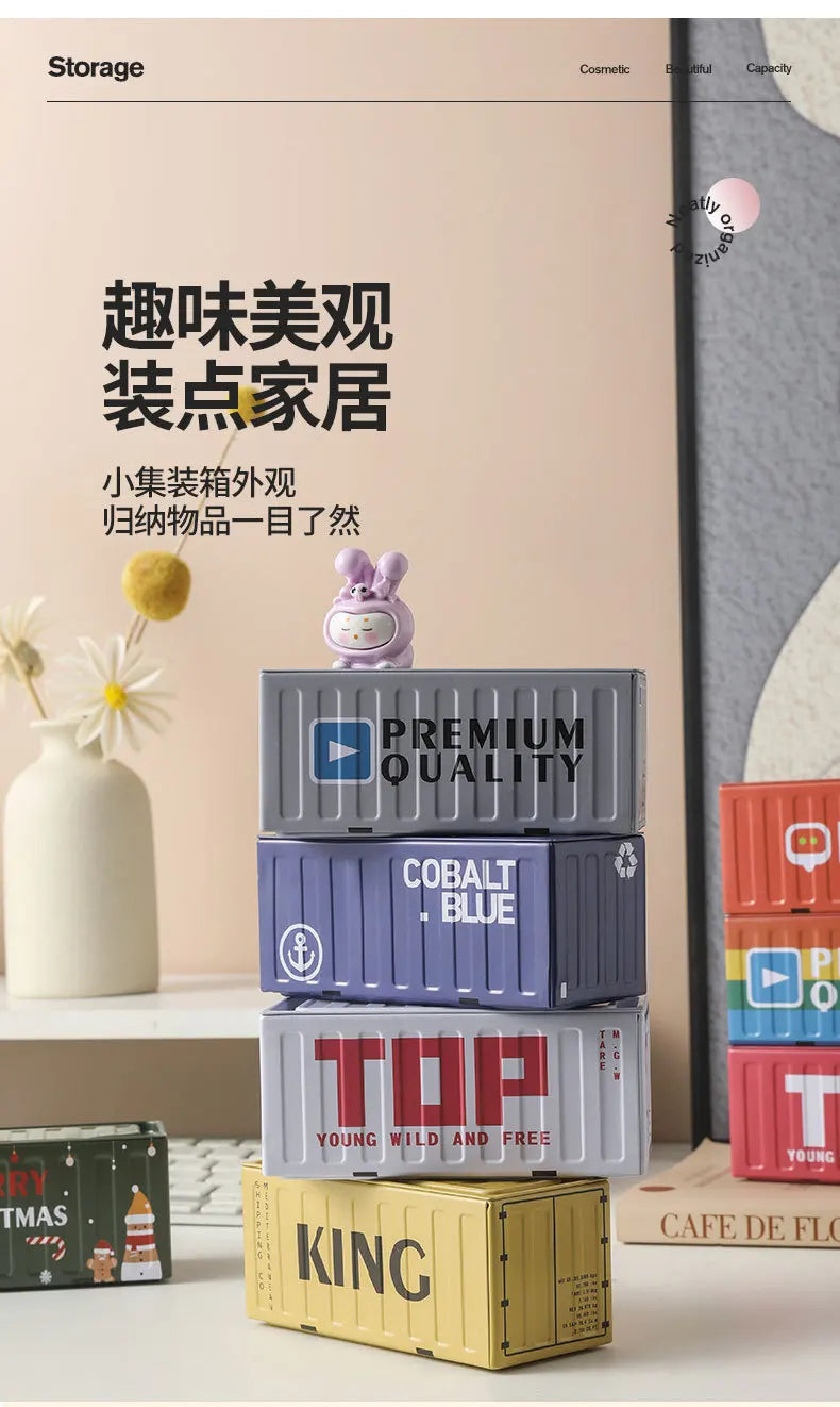 Mini Compact Iron Storage Container - Creative Desktop Organizer Desk Organizer Metal Box for Rings Chargers Pens Coins Jewelry