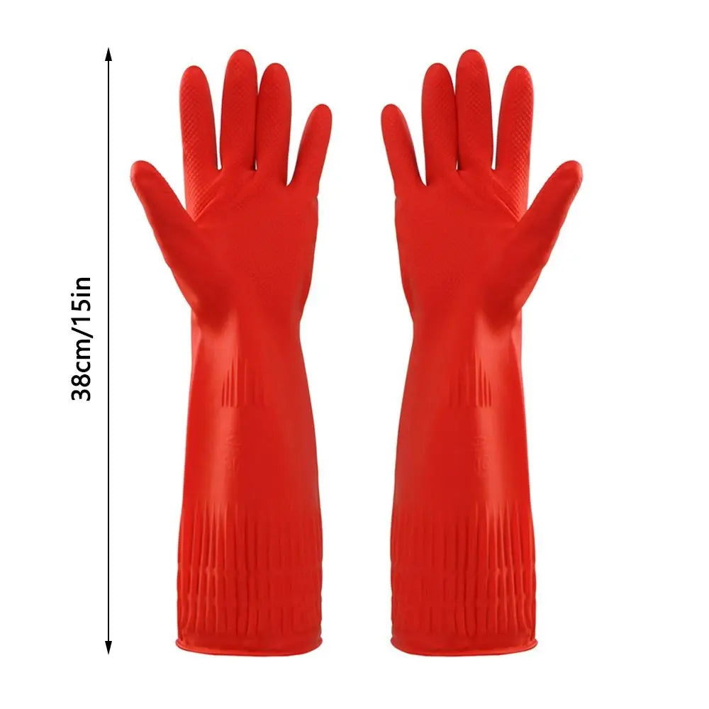 1 Pair Heavy Duty Rubber Gloves with Extra Long Cuffs Safety Gauntlet Car Washing Gloves For Dish Washing Household Cleaning
