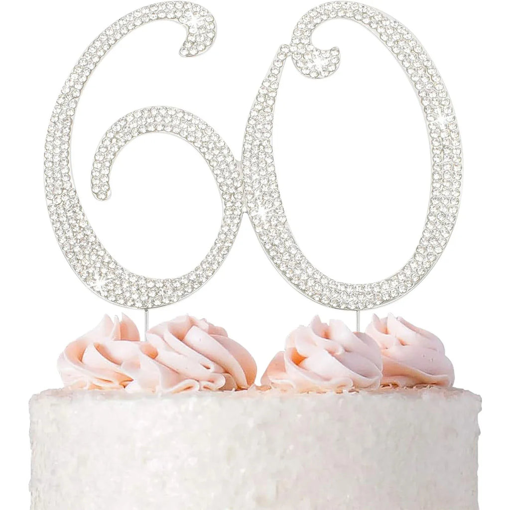 25 Cake Topper Sparkly Crystal Rhinestones Cake Topper Cake Decoration for 25th Birthday Party or or 25th Wedding Anniversary