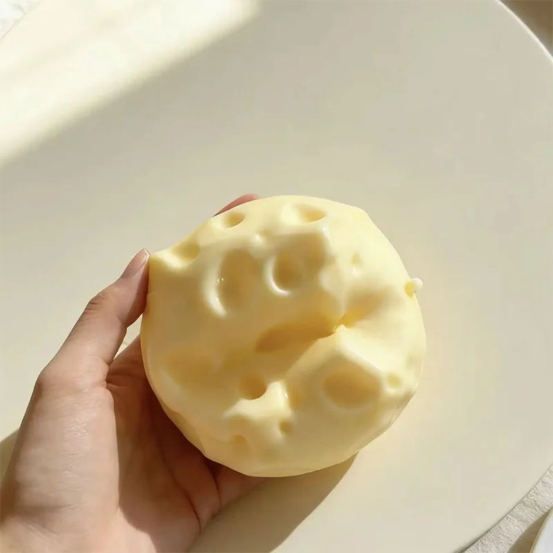 Giant Cheese Cube Squeezing Ball 7cm Ultra-thin Cheese Flour Ball Plastic Kneading Music TPR Decompression Toy Room Decoration