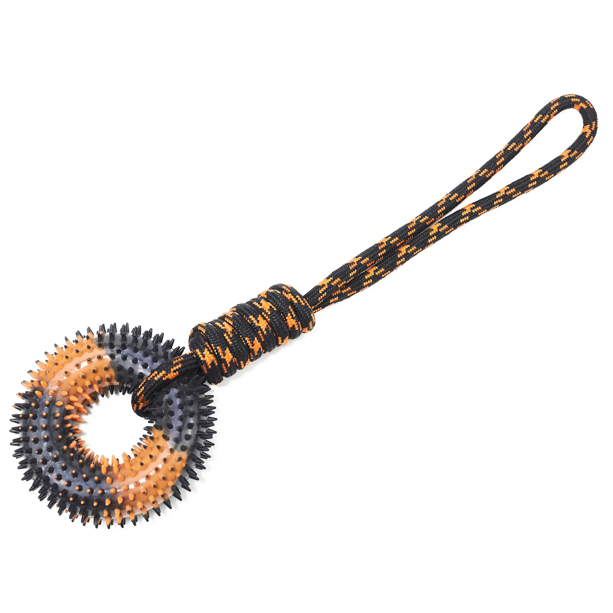 Spiked Ring & Rope Knot Tug Toy for Large Dogs: Interactive Chew for Golden Retrievers, Durable Pulling Game for Boredom Relief