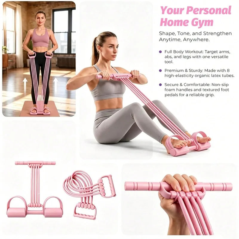 Home Workout Foot Pedal Resistance Bands with Handle