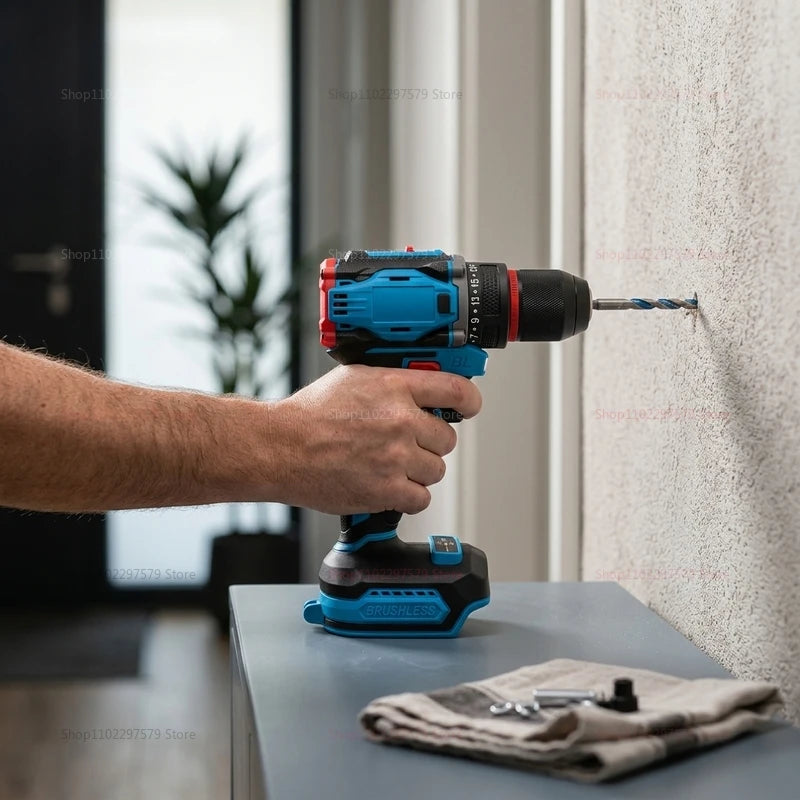 18V Brushless Cordless Electric Drill and Impact Driver Set