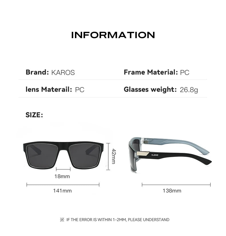 KAROS Classic Polarized Sunglasses Men Women UV400 Sun Glasses Fishing Goggles Outdoor Sport Eyewear YZ2021