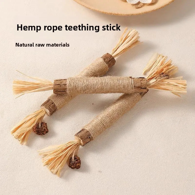 Stick Cat Toys Teeth Cleaning Wood Raffia Sisal Relax Toy Accessories Cat Sticks Self Entertainment Pet Supplies Pet Cat Toy