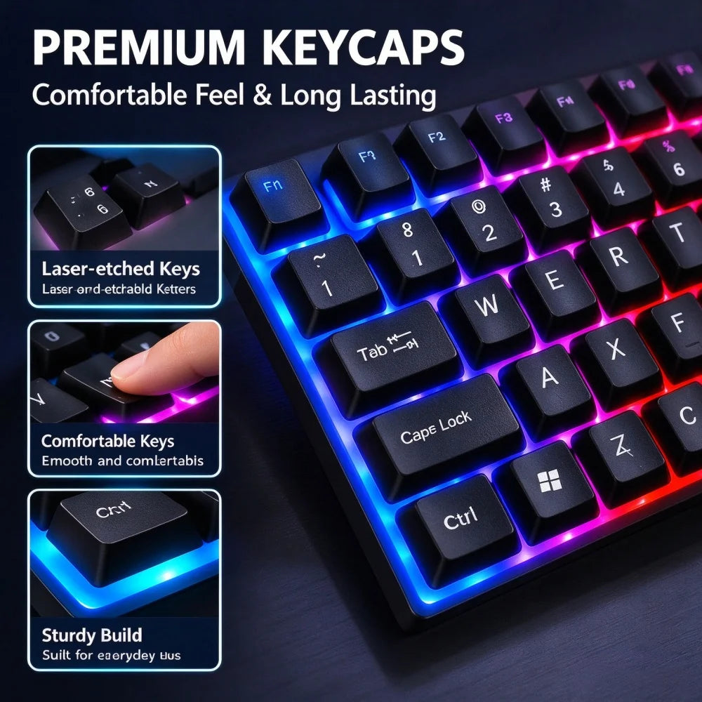 K6 Wired Gaming Keyboard, RGB Backlit, 104 Keys