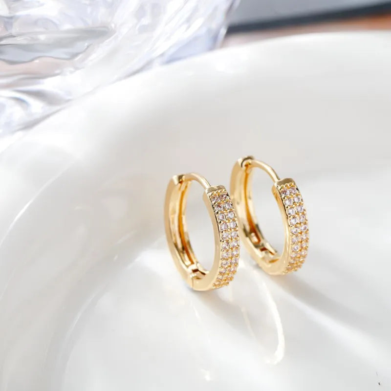 6/8/10/12mm Silver Color Double Row Zircon Hoop Earrings for Women