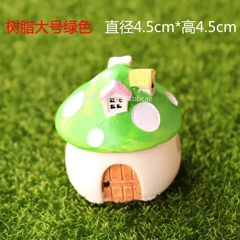 Mini Resin Moss Micro Landscape Decor Outdoor Fairy Miniature Garden Mushroom House Ornaments Handicraft Flower Pot Accessories