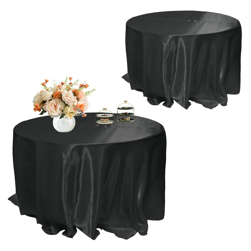 Round 108" Satin Tablecloth For Wedding Christmas Baby Shower Birthday Party Decoration Restaurant Coffee/Dining Table Cover