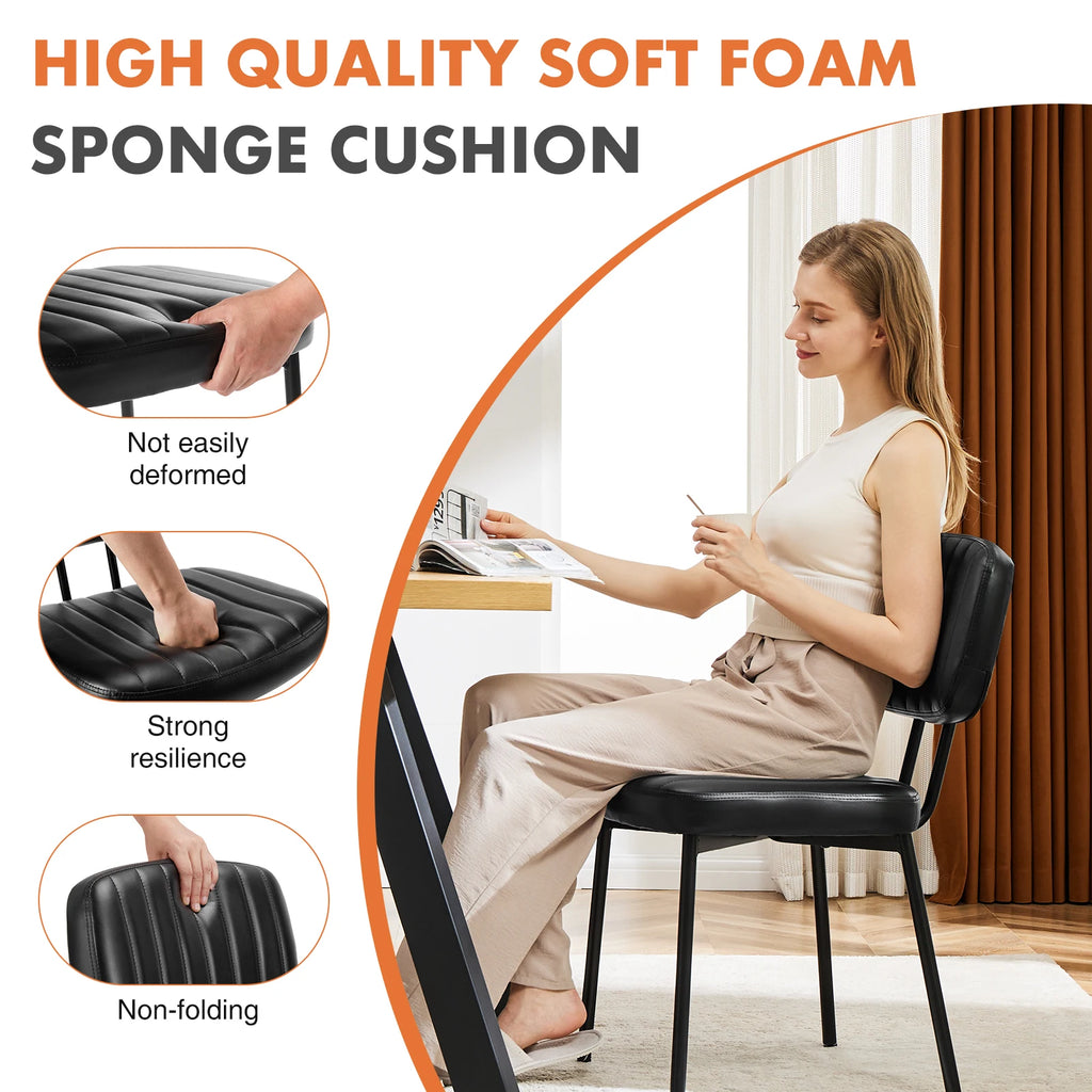 JHK Dining Chairs Set of 2 Ergonomic Lumbar Support PU Leather