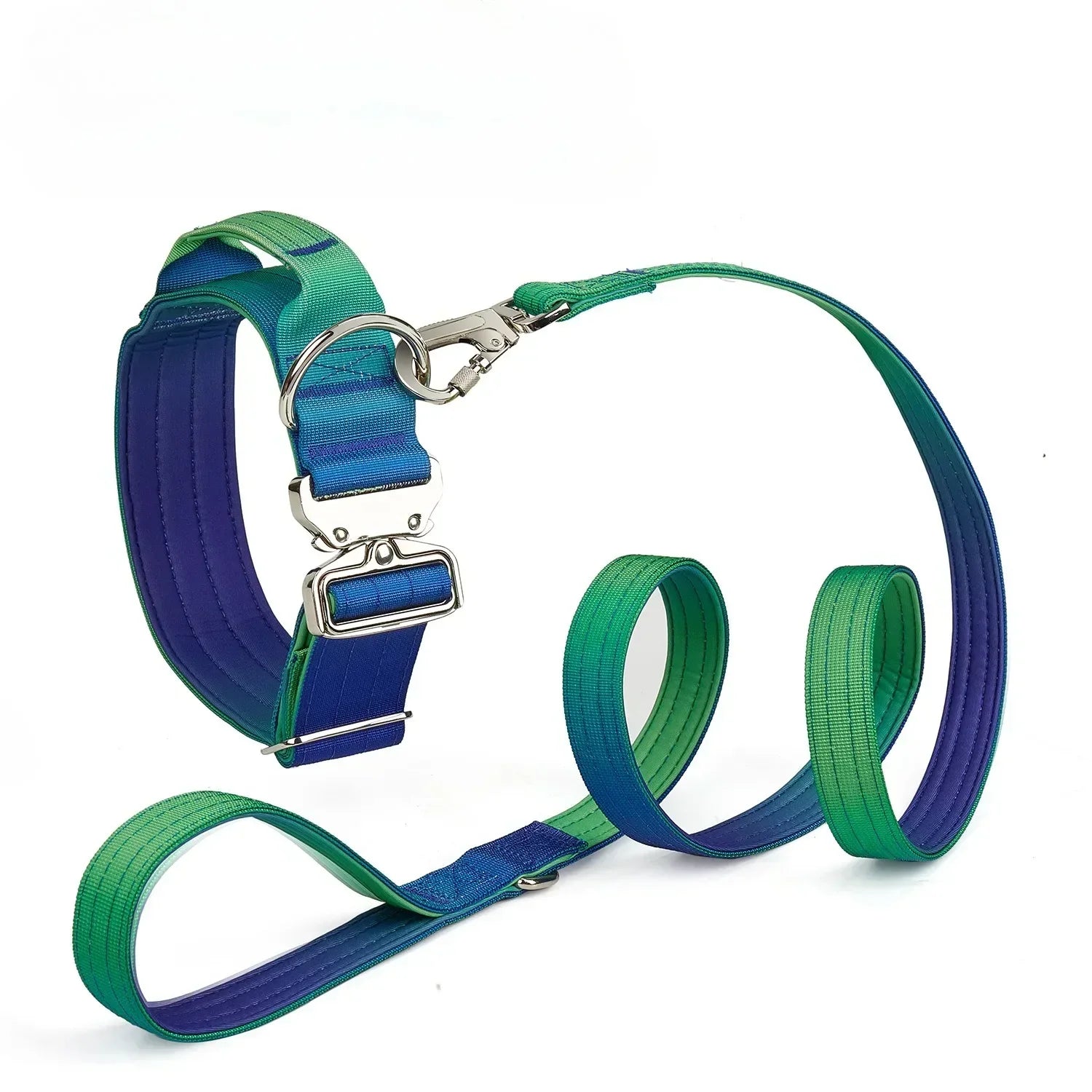 New 5mm Wide Pet Collar Gradual Change Color Traction Set Adjustable Nylon Dog Collar Supplies Medium and Large Dog Accessories
