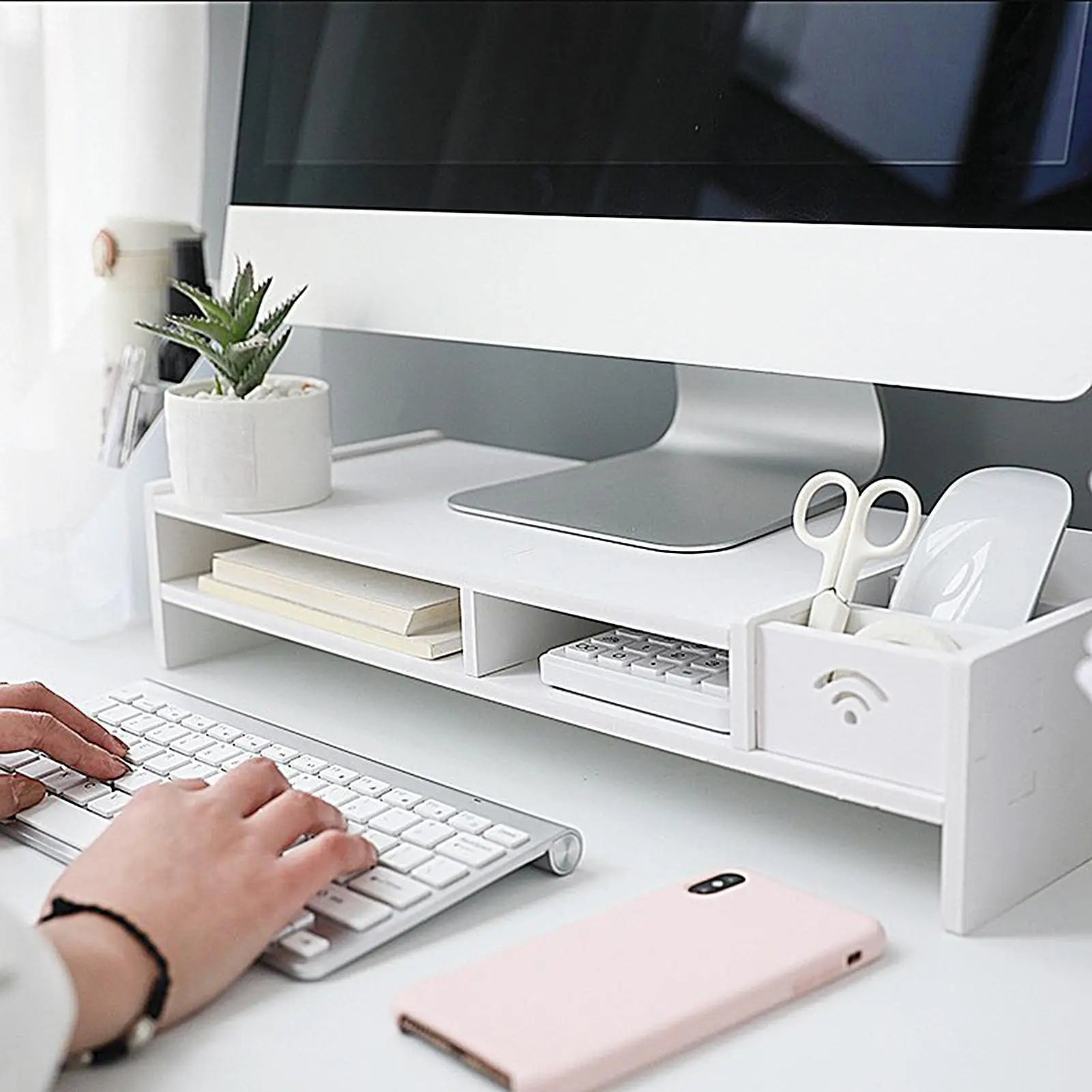 3-Tier Desk Organizer Shelf Desk Riser Height Adjustable Computer Stand Desk Shelf Riser Computer Shelf Storage Rack Stand Riser