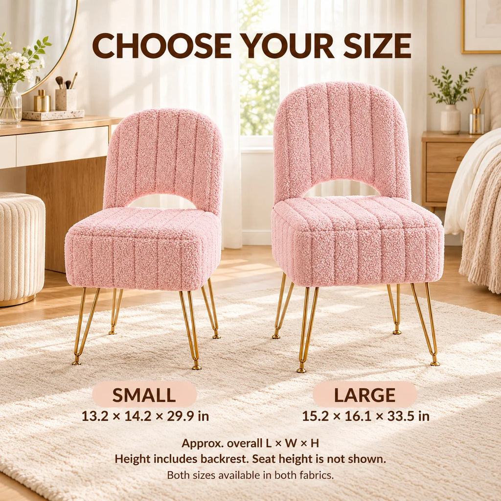 Pink Storage Vanity Chair with Adjustable Folding Backrest Memory