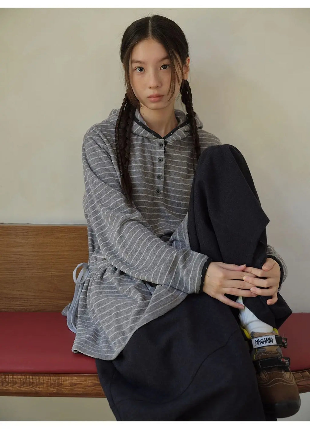 Onalippa Girl Style Hooded Sweatshirt Spring Autumn New College Women Clothing Gray White Striped Long Sleeved T-shirt Base