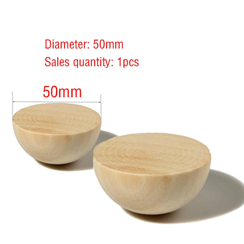 Half Wood Balls Bead Natural Half Wooden Balls Unfinished Split Wood Beads DIY Craft Arts Christmas Decor Half Round Wood Balls