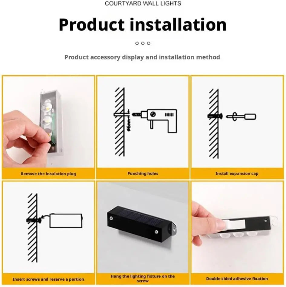 Outdoor Solar Wall Light Waterproof Warm White LED For