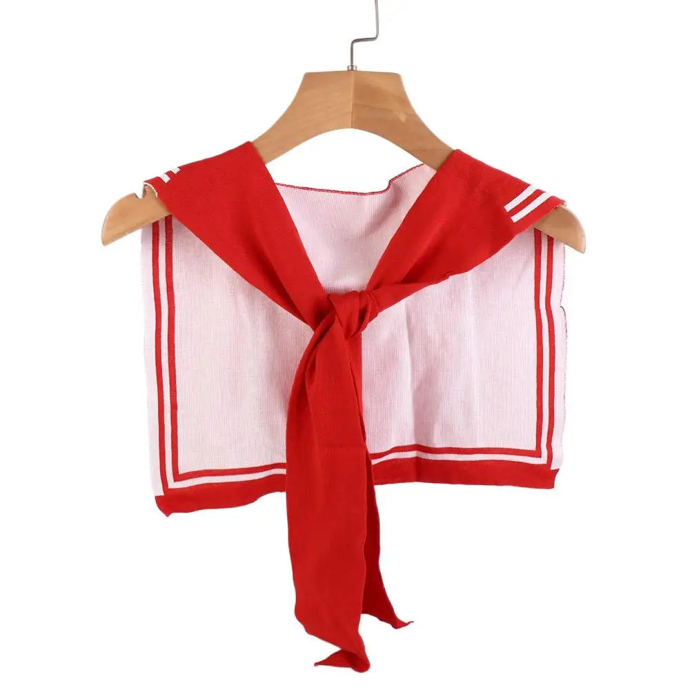 Warm Stripe Knitted Shawl Patchwork Naval Style Blouse Shoulder Fake Collar Korean Style Scarf Accessories Knot Scarf Outdoor