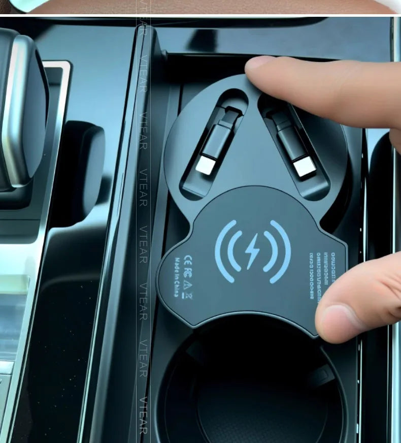 For Audi Q7 2020-2025/ Audi Q8 2017-2025 Car Wireless Charger with Expansion Cable Dual Port Type-C Fast Charging Adapter