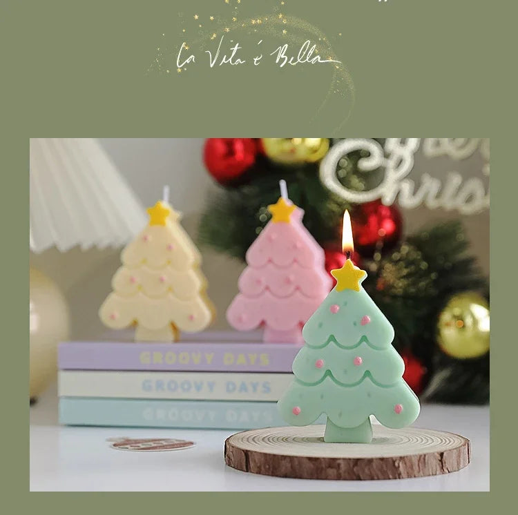 Christmas Scented Candle with Box Mini Christmas Tree Shape Fragrance Candle Home Decor Candle Gift for Friends Women Souvenir