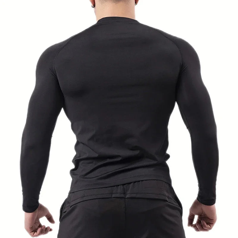 Spider Print Long Sleeve Compression Shirts for Men Gym