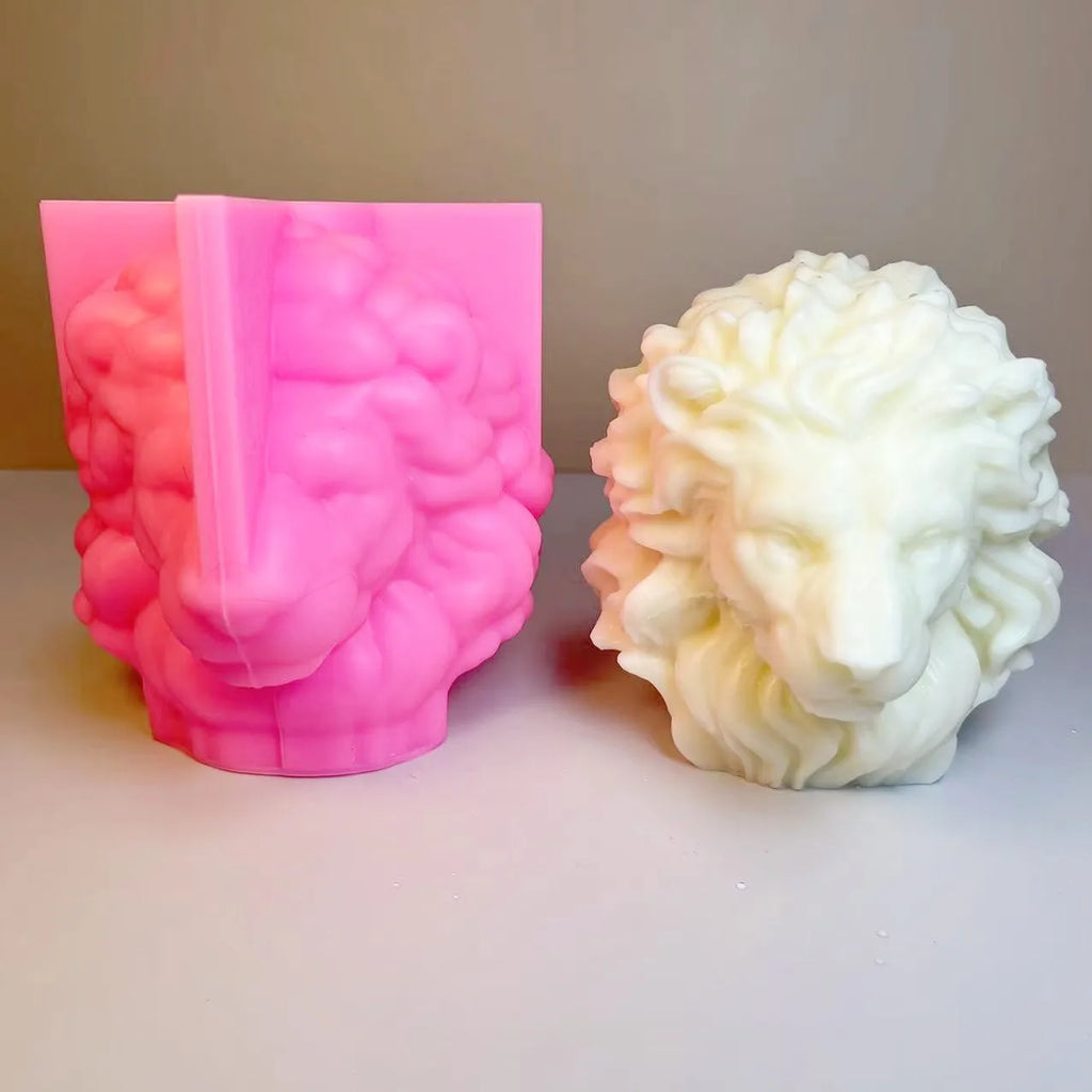 3D Lion candle silicone mold Lion head resin silicone mold Lion home decoration concrete gypsum cement silicone mold