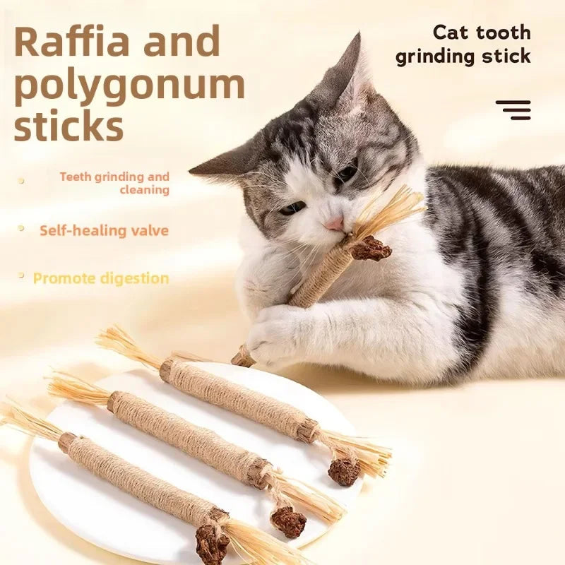 Stick Cat Toys Teeth Cleaning Wood Raffia Sisal Relax Toy Accessories Cat Sticks Self Entertainment Pet Supplies Pet Cat Toy