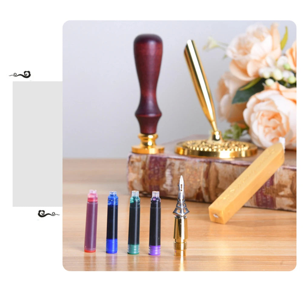 Quill Pen and Ink Set Retro Feather Dip Ink