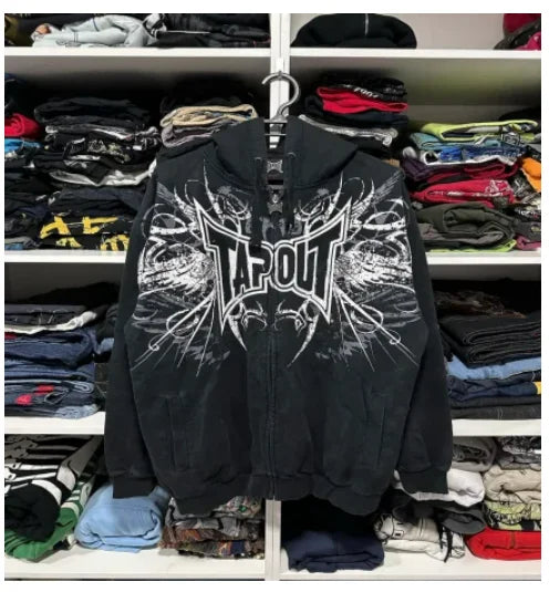 Woman Hoodie Goth Vintage Hoodies Y2K Grunge Graphic Long Sleeve Hooded Sweatshirt Harajuku Japanese Aesthetic Korean Korean