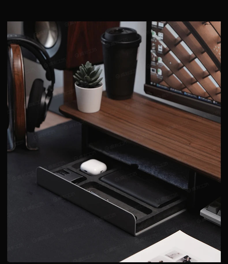 Monitor Stand Riser Storage Drawers Office Desk Organizer Computer Storage Shelf Ergonomic Desk Accessory for Home Office Setup