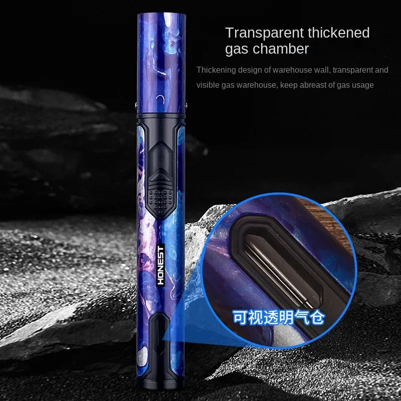 HONEST Metal Windproof Lighter Refillable Pen Torch Lighter Jet Flame Butane Lighter Kitchen BBQ Candle Camping Men's Gadget