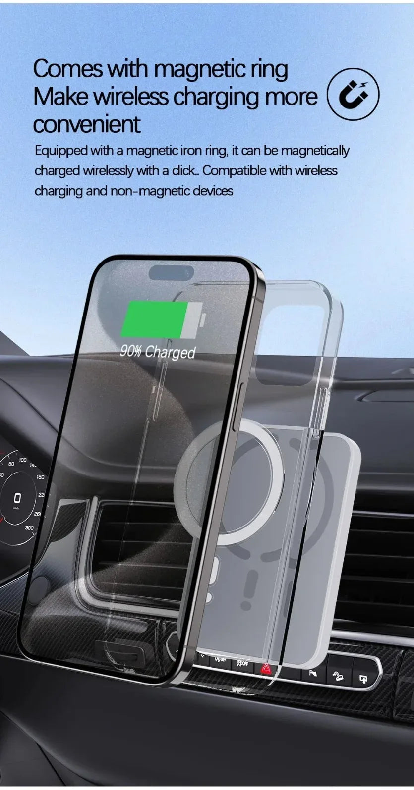 VIKEFON Car 15W Quick Wireless Charger Air Out Magnetic Phone Holder Stand For Magsafe iPhone 17-12 Pro Max Air Vent Charging