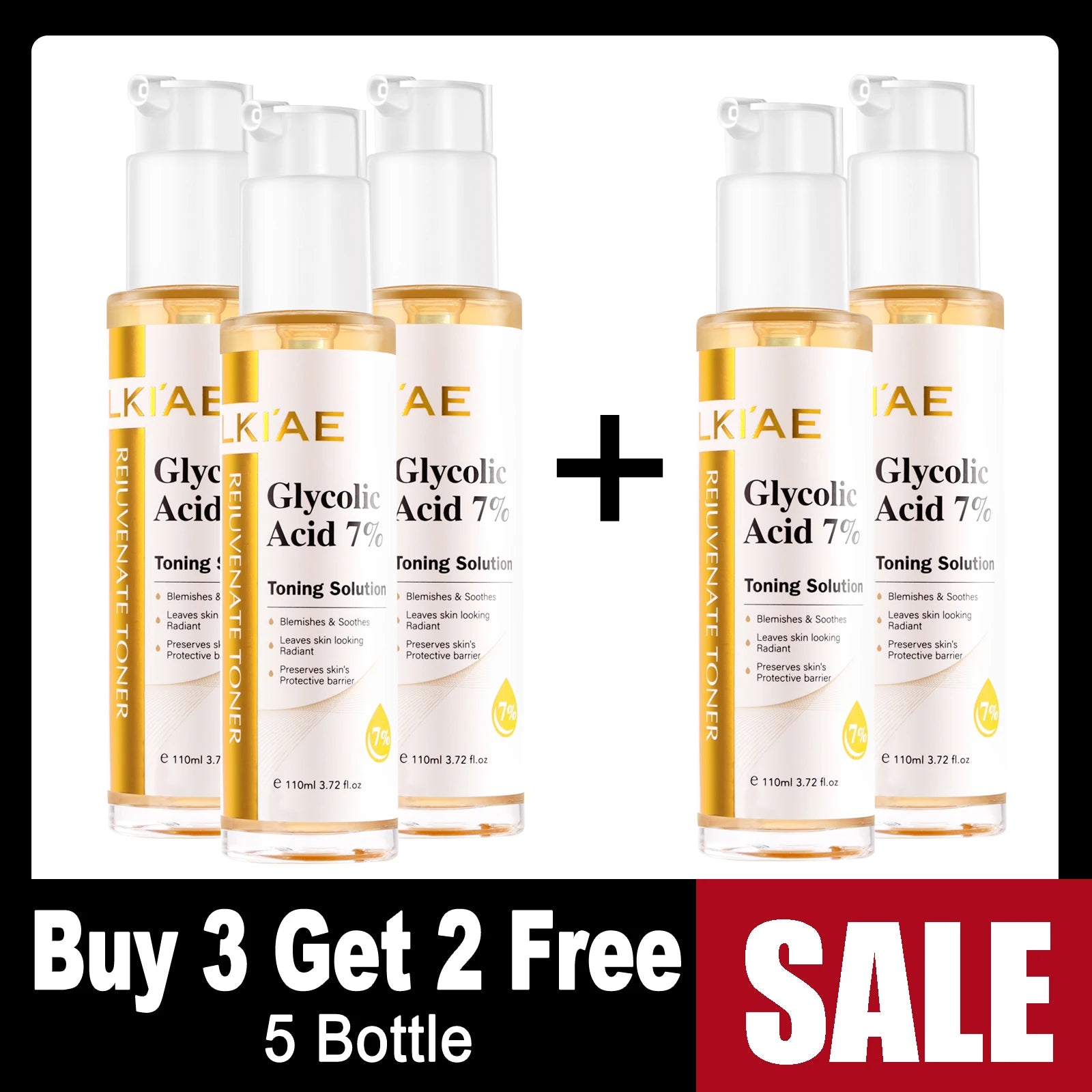 LKIAE Glycolic Acid Brightening Skin Care Set, Reduce Dark Spots, Unclog Pores, Clean Skin, Whitening Kit For All Skin Types