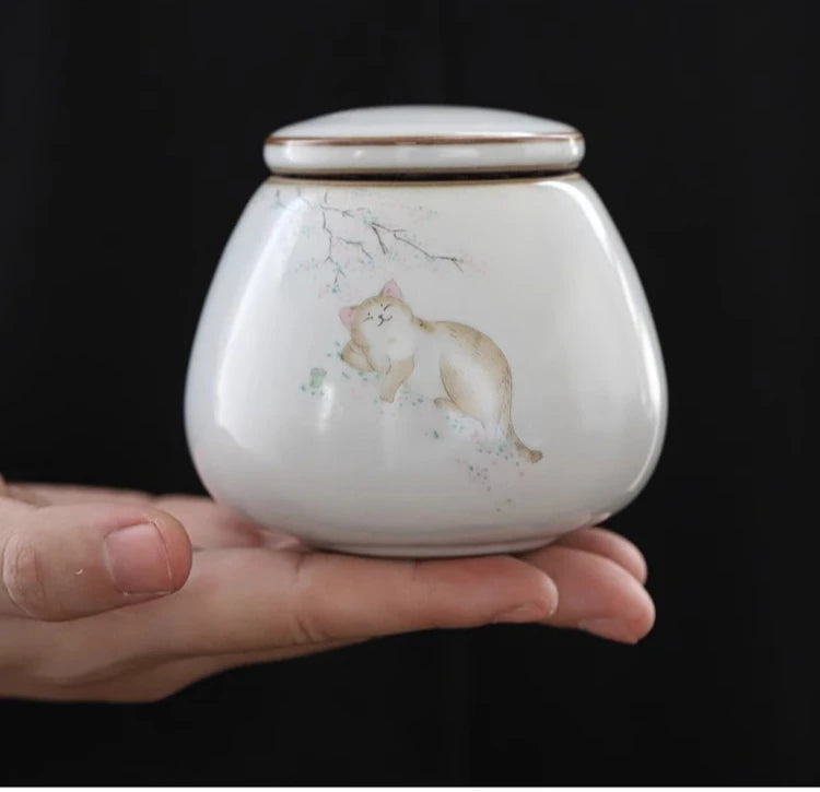 Urns for Ceramics Ashes Sealed Cremation Funeral Keepsake Human Pet Memorial Suitable Home Fireplaces Burial Ash Urn Cat
