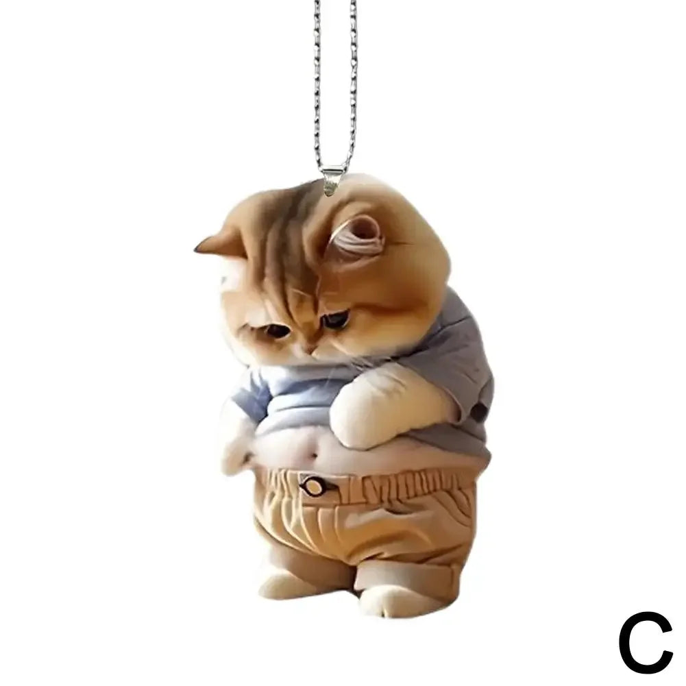 Fat Puppy Keychain 2d Flat Acrylic Cartoon Dog Ornament Car Mirror Backpacks Hanging Pendant For Home Decor G3z1