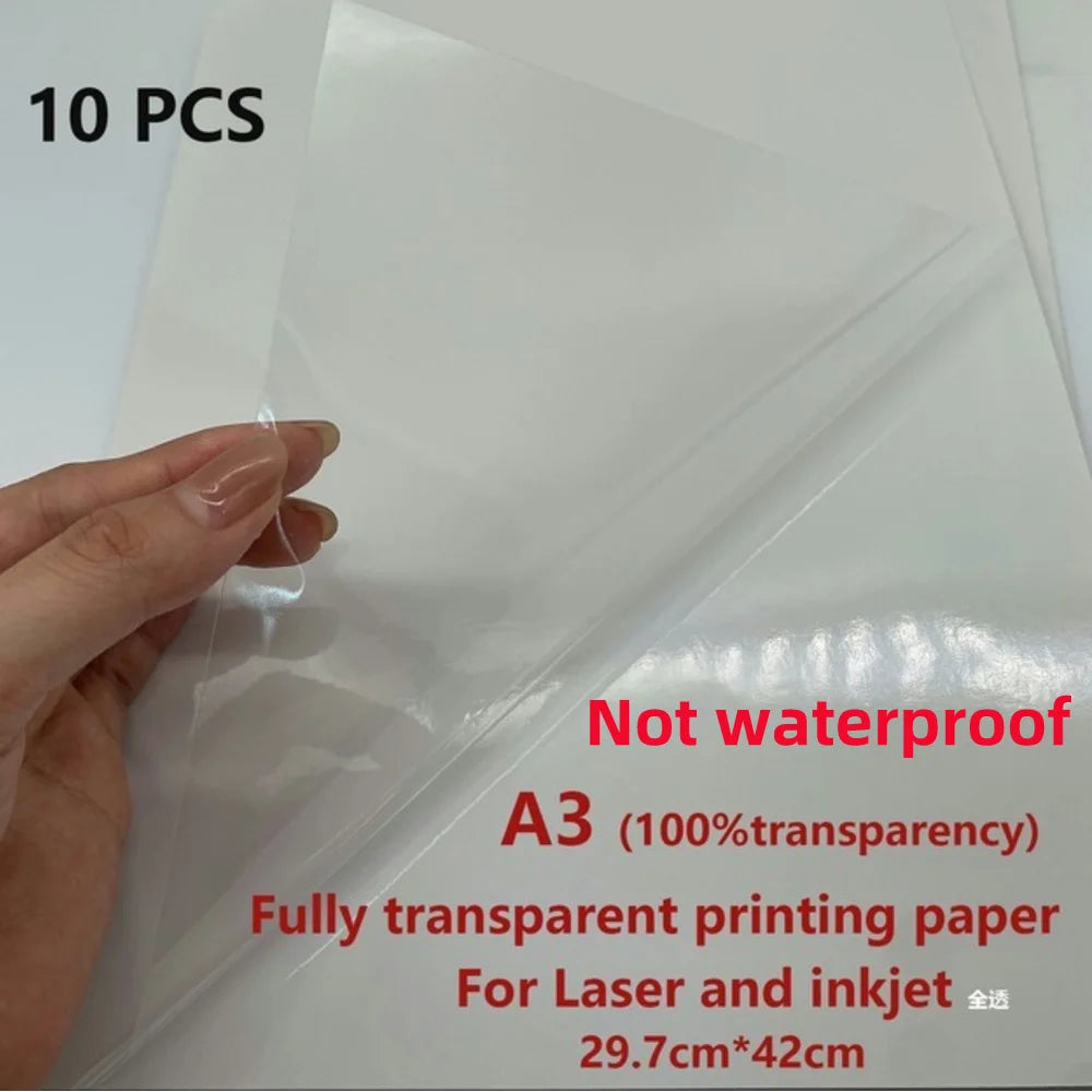 50/10 Sheets A4 Transparent Printable Vinyl Sticker Paper Waterproof Self-Adhesive Glossy paper for Inkjet Printer DIY Crafts