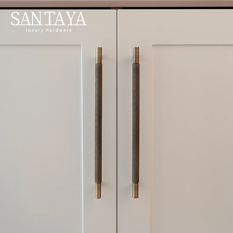 Santaya Brass Diamond-cut Cross Knurl Pattern Antique Kitchen Cabinet